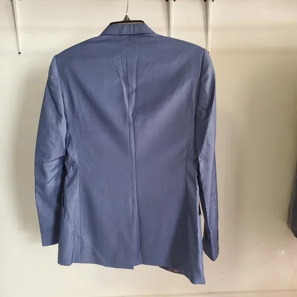 NWT Ted Baker Men's Debonair KernalJ Sharkskin Jacket Light Blue 38R $629 BB468
